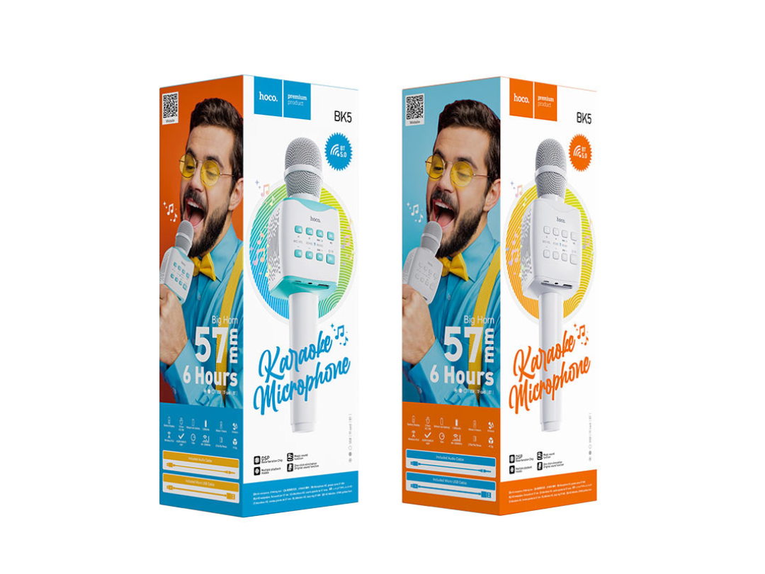 Hoco BK5 Cantando Wireless Karaoke Mic White, Bluetooth, Rechargeable Hoco BK5 Cantando Wireless Karaoke Mic White, Bluetooth, Rechargeable
